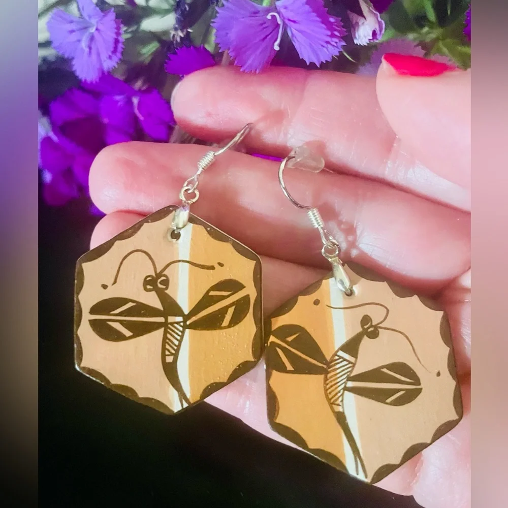 Acoma Pueblo Dragonfly Earrings,NWT - Picture 1 of 9